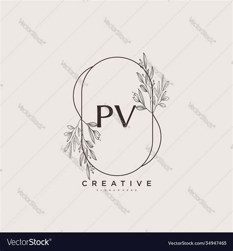 Pv Beauty Initial Logo Art Handwriting Logo Vector Image