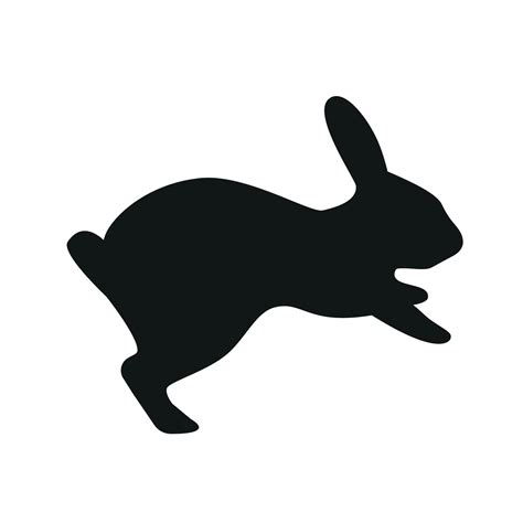 Cute Easter Rabbits Silhouette Black Bunny Wild Hare Set Isolated On