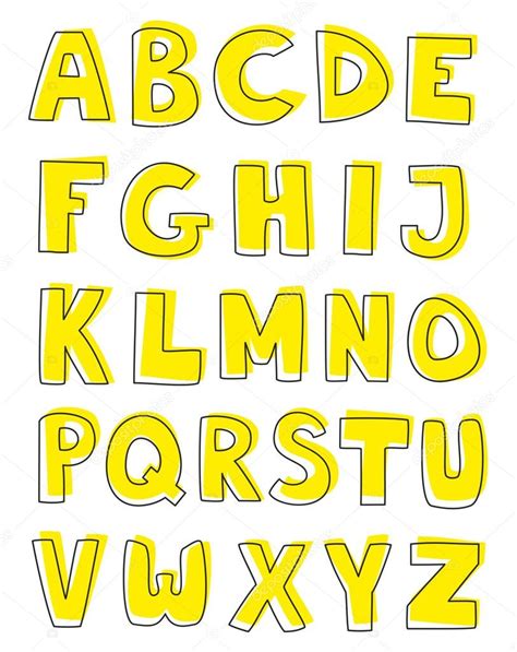 Craft we look forward to serving you in the future. Alphabet yellow letters hand drawn vector set isolated on ...