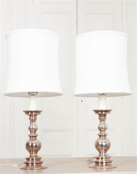 Pair Of Vintage European Silver Plate Candlestick Lamps At 1stdibs