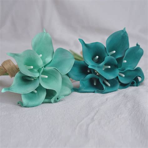 Real Touch Solid Teal Calla Lilies For Bridal Bouquets Etsy Uk