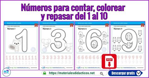 Números Para Contar Colorear Y Repasar Del 1 Al 10 I Material