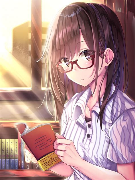 Brown Hair Anime Girl With Glasses Anime Wallpaper Hd