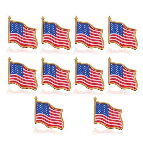 10pcs American Flag Lapel Pin United States Usa Hat Tie Tack Badge Pins