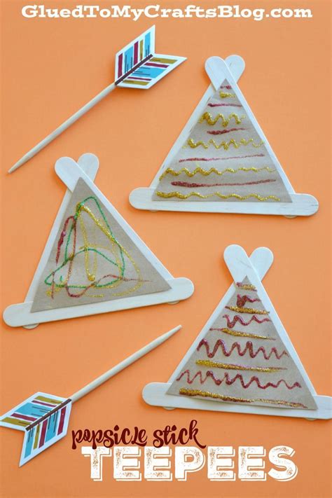 Popsicle Stick Teepees Kid Craft Crafts For Kids Thanksgiving
