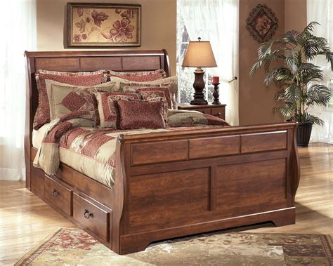 Timberline Warm Brown Queen Sleigh Storage Bed Ez Furniture Sales Leasing