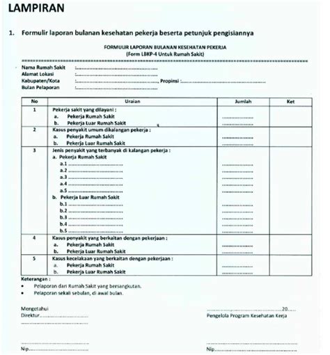 Form Pelaporan K3 Rumah Sakit Amat