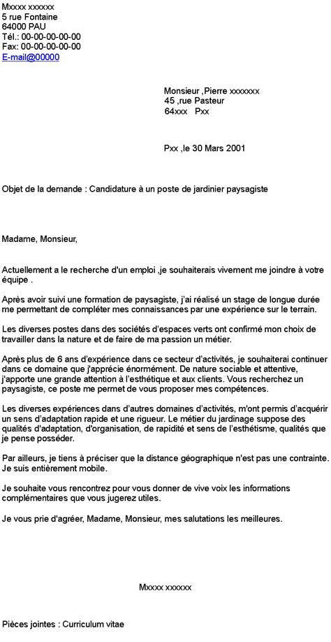 Exemple De Lettre De Motivation Jardinier Paysagiste Laboite Cv Fr