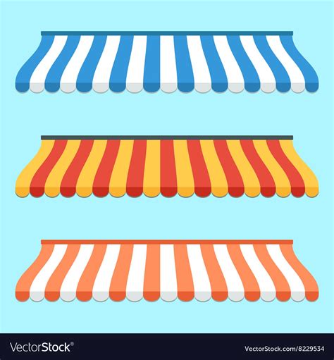Set Of Colorful Striped Awnings For Shop Vector Image