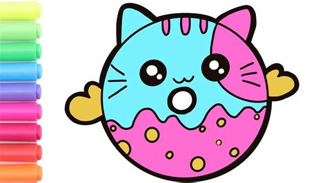 How To Draw A Cute Kitten Donut Super Easy Learn Color With Cute
