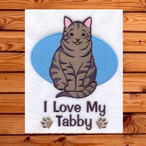 I Love My Tabby Embroidered Cat Kitchen Towel Cat Kitchen Etsy