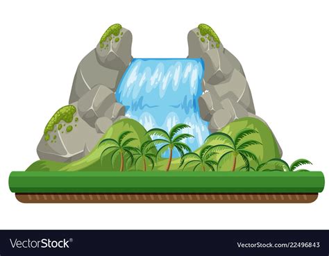 A Nature Waterfall On White Background Royalty Free Vector