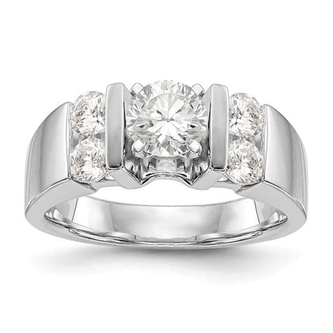 AA Jewels Solid 14K White Gold Solitaire Diamond Side Stones With CZ