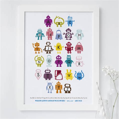Personalised Childrens Robot Alphabet Print By Little Ink