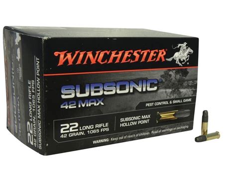 Winchester Subsonic 22lr 42grn Hp Ammunition 50 Pack Cdsg Ltd