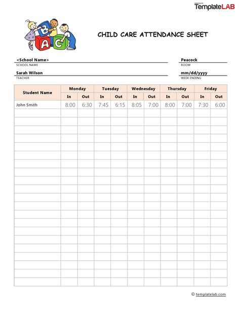 23 Free Printable Attendance Sheet Templates Wordexcel Images