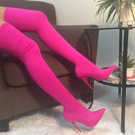 thigh high boots heels stiletto boots shoes heels wedges heeled boots pink knee high boots