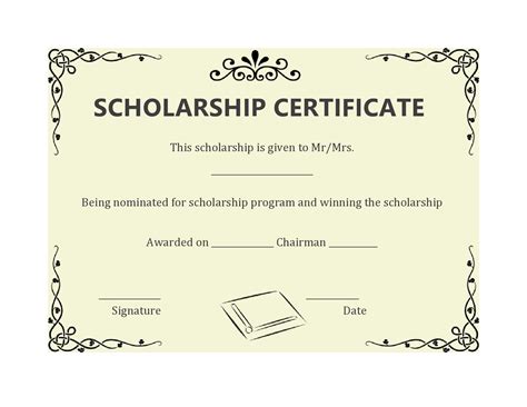 Scholarship Certificates Printable