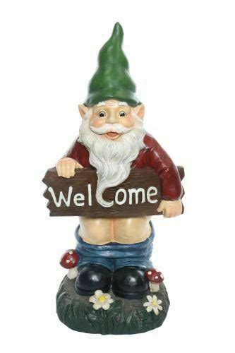 Alpine Zen Mooning Welcome Gnome With Pants Down Statue For Sale