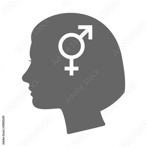 Isolated Female Head Silhouette Icon With A Bigender Symbol Stock