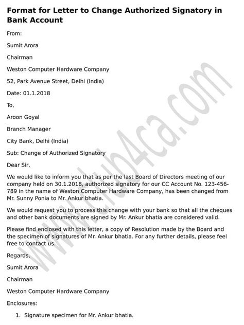 Respected sir/madam, i am writing this letter to inform you that i am one of your customers and i have a savings account in your bank. Board Resolution Letter Sample for Removal of Authorised Signatory in Bank account | CA CLUB