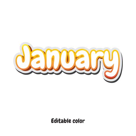 Gambar Tipografi Januari Dengan Warna Gradasi Png Efek Teks Eps Untuk