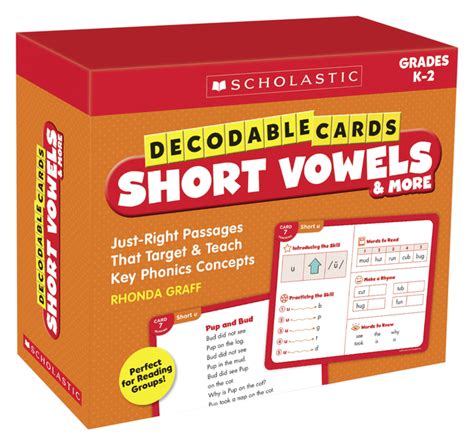 Scholastic Cards Decodable Short Vowels Cards Set Of 125 Grades K 2