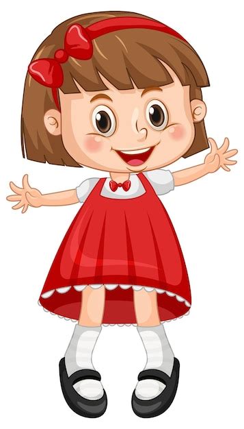 Free Vector Little Cute Girl In Red Dress