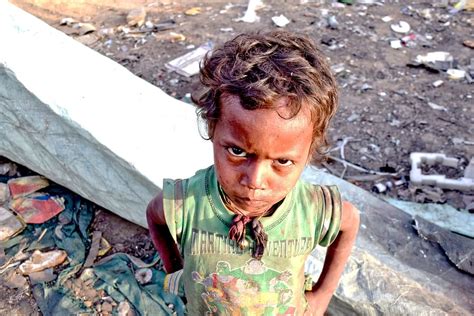 Child Poor Slums India Young Poor Children Portrait Poverty