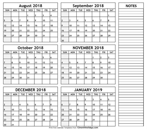 Blank Six Month Calendar Printable Calendar Template Printable