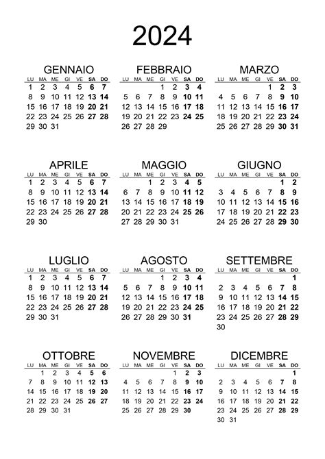 Calendario 2024 Annuale Calendariosu