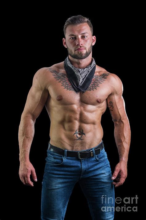 Muscular Man With Jeans And Black Bandanna Photograph By Stefano