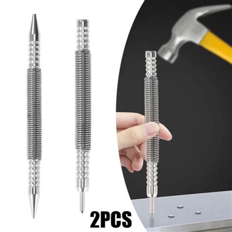 2pcs Hammerless Spring Center Punch Durable Dual Head Spring Loaded
