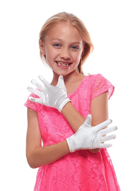 elegant ingenue girl s satin wrist length gloves