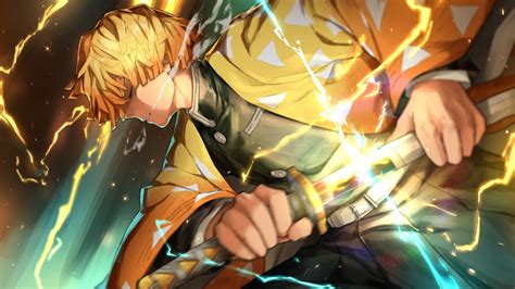 Demon Slayer Zenitsu Agatsuma With Lightning Sword Hd Anime Wallpapers
