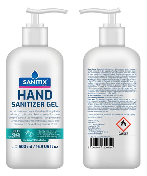 Hand Sanitizer Gel 500 Ml 169 Us Fl Oz Hand Rub Sanitizers And