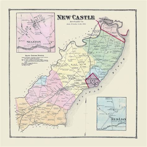 1868 Map Of New Castle Hundred New Castle County Delaware Etsy