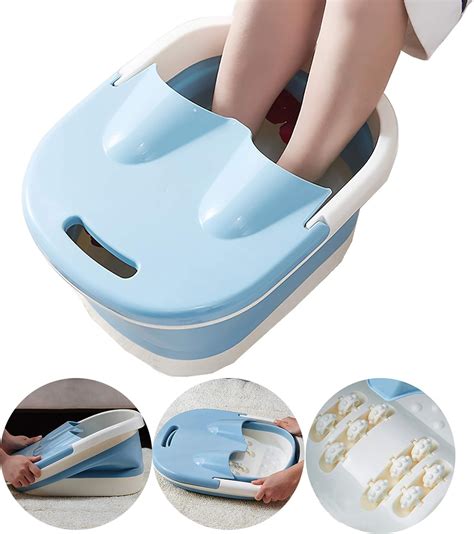 large foot soaking tub，foldable foot bath tray，with foot massage roller，relieve foot