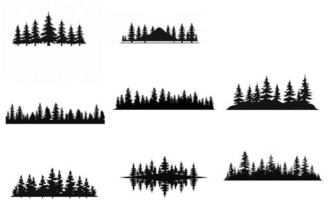 Treeline Svg Instant Download 8 Skyline Silhouettes Of A Line Of Pine