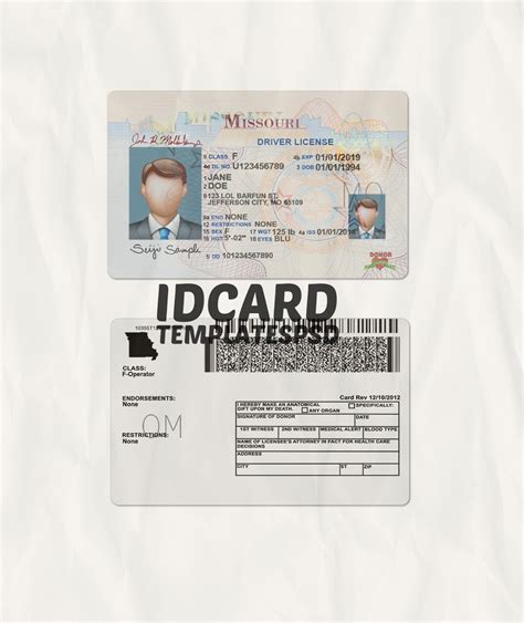 Missouri Driver License Psd Id Card Templates Psd