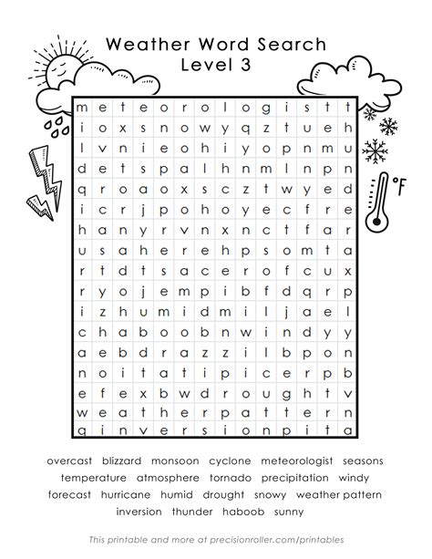 Weather Word Search Printable