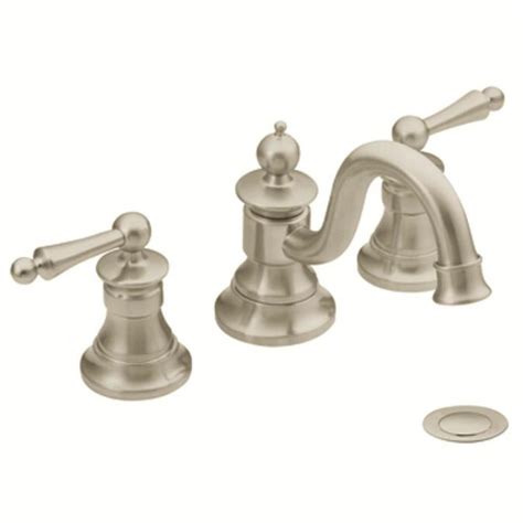 Oh, by the way, or btw for all you young folks, the appropriate term for sink faucet is bathroom faucet. Moen Waterhill Brushed Nickel 2-handle Widespread ...