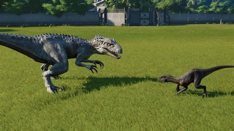 In jurassic world, the indominus can run up to 30 mph. 2 Indoraptor VS Indominus Rex - Jurassic World Evolution ...
