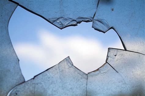 Glass Shattered Window Destruction Vandalism Broken Glass Cracked Shatter Danger