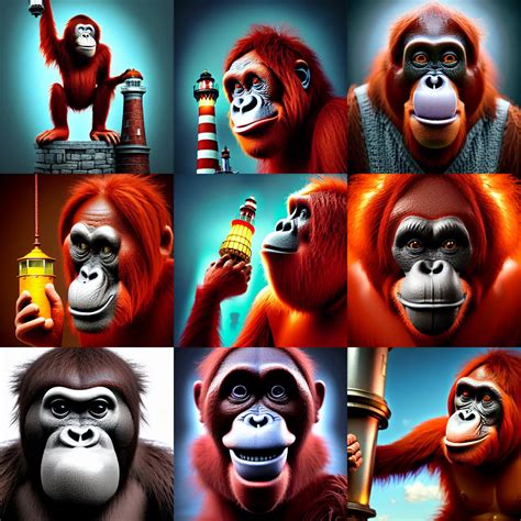 close portrait red smiling orangutan as barman from | Stable Diffusion