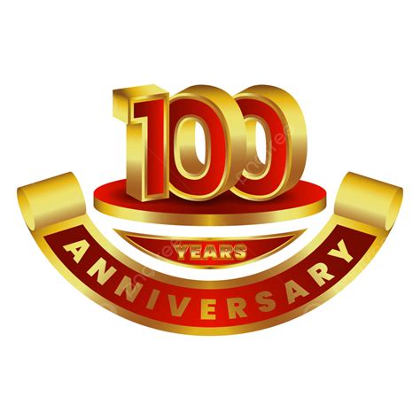 Golden Red Numeral 100 Year Anniversary Celebration 100 Years Gold