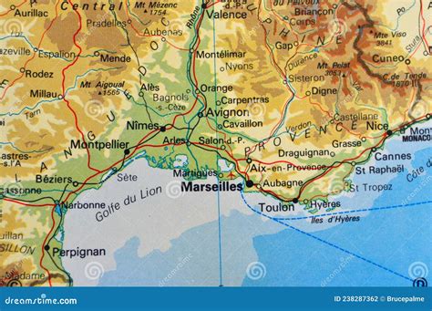 A Map Of The Mediterranean Coastline Of France Stock Photo Image Of