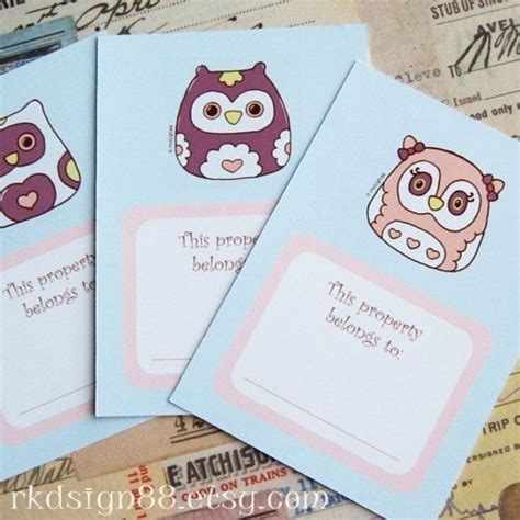 Items Similar To Bookplates Or Labels Set Owls Printable Bookplates