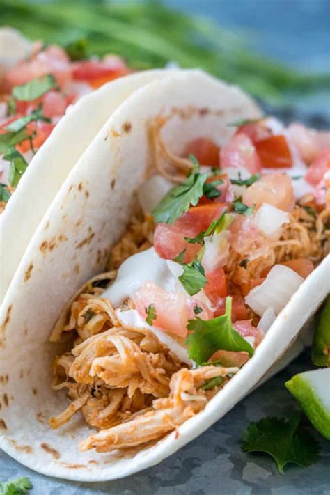 Slow Cooker Cilantro Lime Chicken Tacos Belle Of The Kitchen