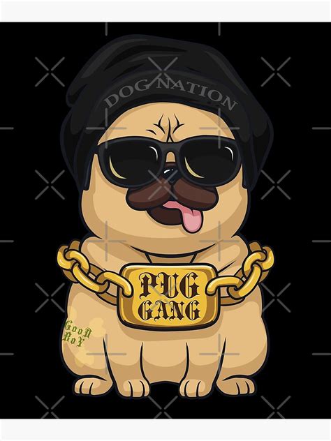 Poggy The Gangster Pug Photographic Print By Cartoonice Redbubble